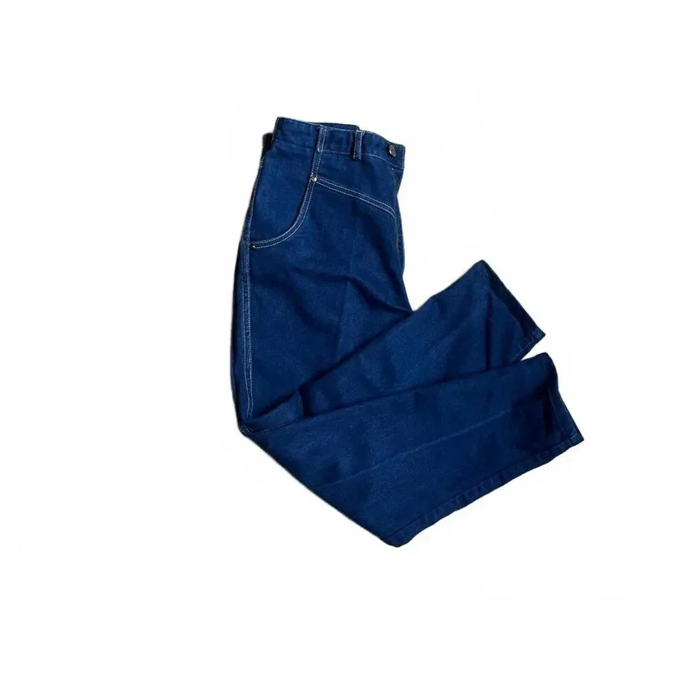Vintage High-Waisted Dark Blue Denim Jeans - Picture 2 of 7